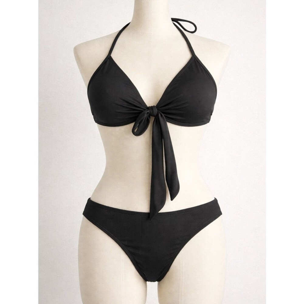 🖤 Aerie Ribbed Tie-Front Bikini Set - 2pc Bundle